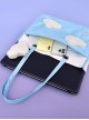 Blue PU Leather White Plush Cloud Commuter Casual All-Match Large-Capacity Classic Lolita Portable Shoulder Bag