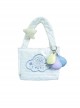 Summer White Clouds Embroidery Plush Star Decoration Cute Canvas Bag Sweet Lolita Portable Bag