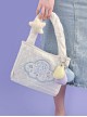Summer White Clouds Embroidery Plush Star Decoration Cute Canvas Bag Sweet Lolita Portable Bag