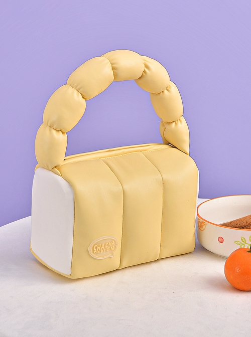 Milky Yellow Toast Shape Design Summer Large Capacity Cute Sweet Lolita Portable Shoulder Bag