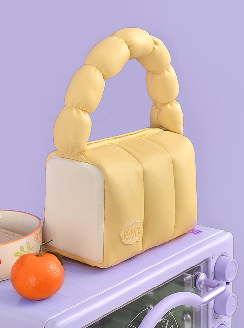 Milky Yellow Toast Shape Design Summer Large Capacity Cute Sweet Lolita Portable Shoulder Bag