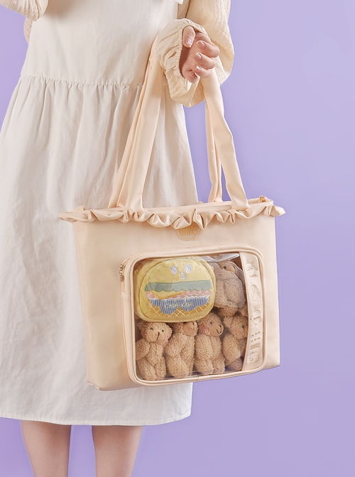 Cute Girl Transparent Oven Design Burger Little Bear Large Capacity Sweet Lolita Portable Shoulder Bag