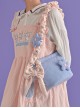 Autumn-Winter Contrast Color Corduroy Detachable Blue Flower Bowknot Decoration Sweet Lolita Portable Shoulder Bag