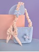 Autumn-Winter Contrast Color Corduroy Detachable Blue Flower Bowknot Decoration Sweet Lolita Portable Shoulder Bag