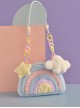 Cute Plush Macaron Rainbow Stereoscopic Stars Cloud Decoration Sweet Lolita Portable Shoulder Bag