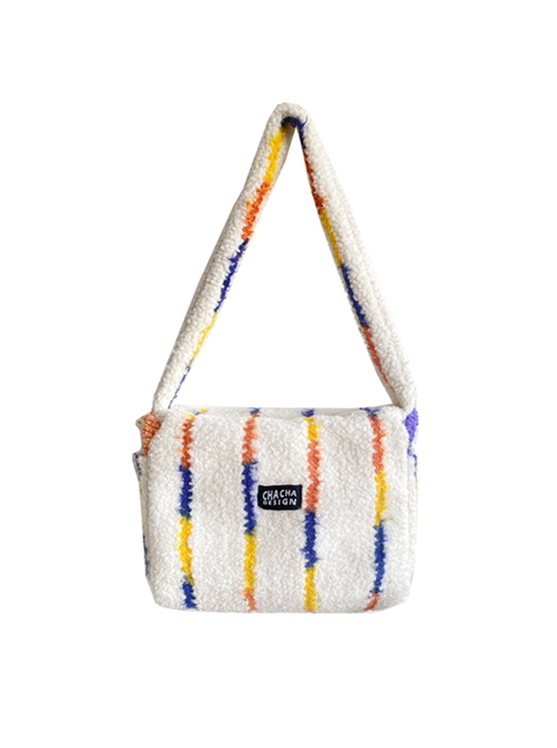 Autumn-Winter Stripe Plush Stereoscopic Small Square Bag Classic Lolita Portable Shoulder Bag