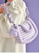 Purple Plaid Plush Flower Decoration Autumn Winter Girly Sweet Lolita Portable Shoulder Bag