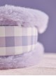Purple Plaid Plush Flower Decoration Autumn Winter Girly Sweet Lolita Portable Shoulder Bag