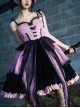 Gothic Style Stereoscopic Butterfly Embroidery Chiffon Tie-Dye Printing Lace Butterfly Decoration Irregular Hem Gothic Lolita Sleeveless Dress