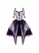 Gothic Style Stereoscopic Butterfly Embroidery Chiffon Tie-Dye Printing Lace Butterfly Decoration Irregular Hem Gothic Lolita Sleeveless Dress