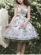 Spring Rhyme Series Elegant Flower Print Spring Summer Backless Lace Hem Classic Lolita Sleeveless Dress