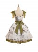 Spring Rhyme Series Elegant Flower Print Spring Summer Backless Lace Hem Classic Lolita Sleeveless Dress