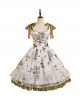 Spring Rhyme Series Elegant Flower Print Spring Summer Backless Lace Hem Classic Lolita Sleeveless Dress