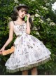 Spring Rhyme Series Elegant Flower Print Spring Summer Backless Lace Hem Classic Lolita Sleeveless Dress