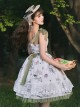 Spring Rhyme Series Elegant Flower Print Spring Summer Backless Lace Hem Classic Lolita Sleeveless Dress