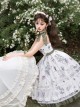 Spring Rhyme Series Elegant Flower Print Spring Summer Backless Lace Hem Classic Lolita Sleeveless Dress