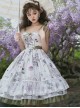 Spring Rhyme Series Elegant Flower Print Spring Summer Backless Lace Hem Classic Lolita Sleeveless Dress