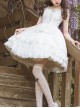White Elegant Square Neck Lace Flower Decoration Spring Summer Classic Lolita Sleeveless Dress