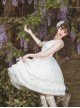 White Elegant Square Neck Lace Flower Decoration Spring Summer Classic Lolita Sleeveless Dress