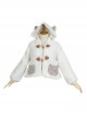 Autumn Winter Keep Warm White Plush Kitten Light Brown Plush Bear Plaid Pocket Ear Decorate Sweet Lolita Long-Sleeved Coat