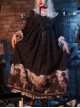 Delorme Gray Crow Series Gothic Style Crow Print Hem Black Chiffon Stitching Lace Sleeves Gothic Lolita Long-Sleeved Dress