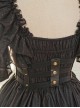 Rose Prayer Series Black Elegant French Backless Metal PU Leather Belt Classic Lolita Short Sleeve Dress