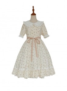 Summer Overture Series Cute Lace Doll Collar Summer Pastoral Style Floral Sweet Classic Lolita Short-Sleeved Dress