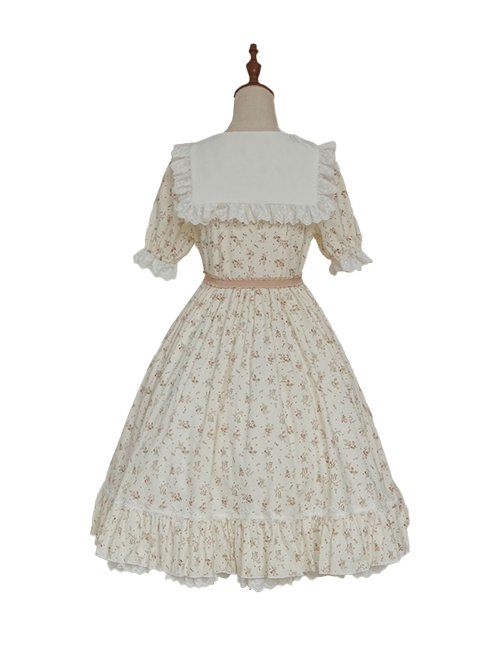 Summer Overture Series Cute Lace Doll Collar Summer Pastoral Style Floral Sweet Classic Lolita Short-Sleeved Dress