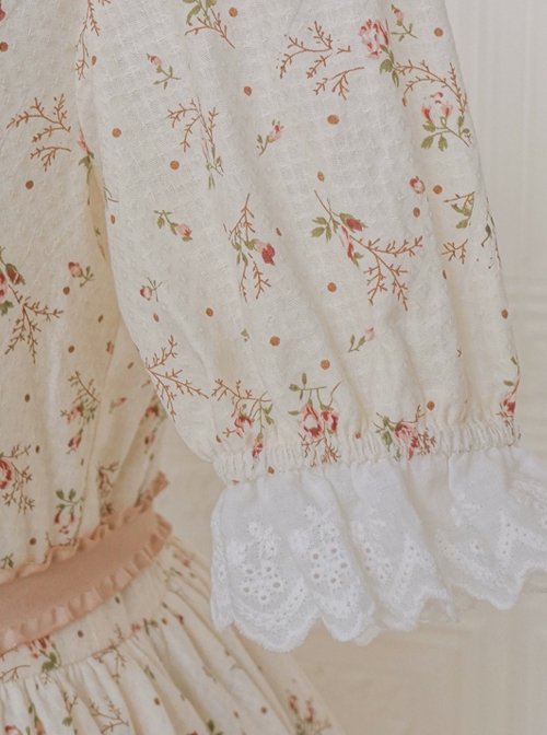 Summer Overture Series Cute Lace Doll Collar Summer Pastoral Style Floral Sweet Classic Lolita Short-Sleeved Dress