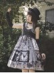 Butterfly Daily Series French Elegant Butterfly Newspaper Print Backless Lace-Up Classic Lolita Sleeveless Dress