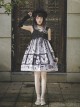 Butterfly Daily Series French Elegant Butterfly Newspaper Print Backless Lace-Up Classic Lolita Sleeveless Dress