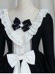 Black White Elegant Bowknot Decorated Three-Section Cake Dress Classic Lolita Long-Sleeved Dress