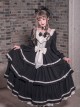 Black White Elegant Bowknot Decorated Three-Section Cake Dress Classic Lolita Long-Sleeved Dress