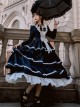 Black White Elegant Bowknot Decorated Three-Section Cake Dress Classic Lolita Long-Sleeved Dress