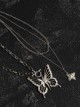 Silver Alloy Hollow Butterfly Fashion Sweater Chain Gothic Lolita Necklace