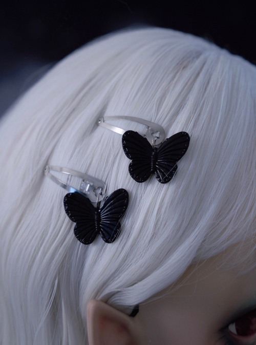 Black Butterfly Simple Daily Alloy Gothic Lolita Hair Clips