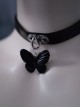Handwork Black Three-Dimensional Butterfly PU Leather Gothic Lolita Necklace