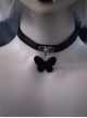 Handwork Black Three-Dimensional Butterfly PU Leather Gothic Lolita Necklace