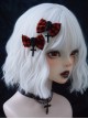 Red-Black Plaid Bowknot Black Skull Cross Halloween Gothic Lolita Hair Clips