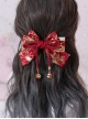 Bronzing Crane Red Bowknot Bell Classic Lolita Hair Clip