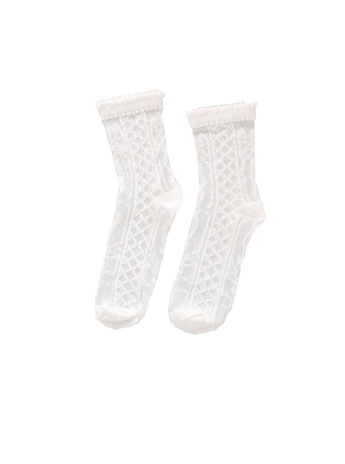 Intertwined Stars Summer Thin Lace Printed Classic Lolita Socks