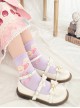 Yawn Rabbit Series Pink Purple Rabbit Print Short Knitted Socks Sweet Lolita Socks