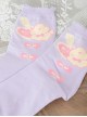 Yawn Rabbit Series Pink Purple Rabbit Print Short Knitted Socks Sweet Lolita Socks