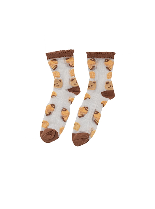 Little Bear Cookie Series Cute Bear Cookie Summer Thin Breathable Sweet Lolita Socks