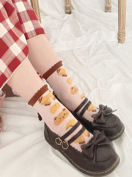 Little Bear Cookie Series Cute Bear Cookie Summer Thin Breathable Sweet Lolita Socks