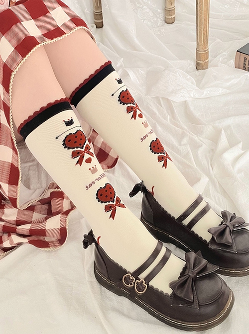 Dessert Earl Cat Series Polka Dot Love Bowknot Printing Sweet Lolita Knitted Socks