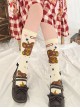 Cute Girly Bear Charging Printed Knitted Mid Tube Socks Sweet Lolita Socks