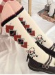 Retro Rhombus Rose Series Rhombus Rose Print Girls All-Match Sweet Lolita Knitted Socks