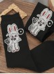 Little Rabbit Doll Series Black Knitted Rabbit Print Simple Classic Lolita Socks