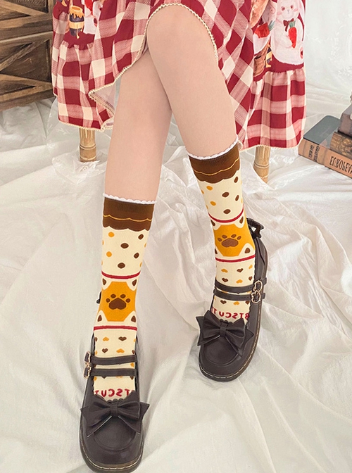 Cat Claw Sugar Bean Series Daily Cute Girl Cat Claw Sugar Bean Printed Knitted Sweet Lolita Socks